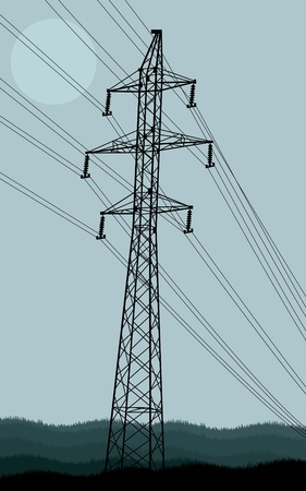 High voltage tower and line background vectorのイラスト素材