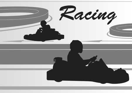 Go cart drivers race track landscape background illustrationのイラスト素材