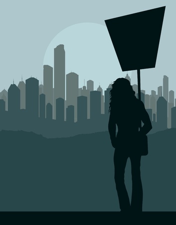 Protester landscape background illustrationのイラスト素材