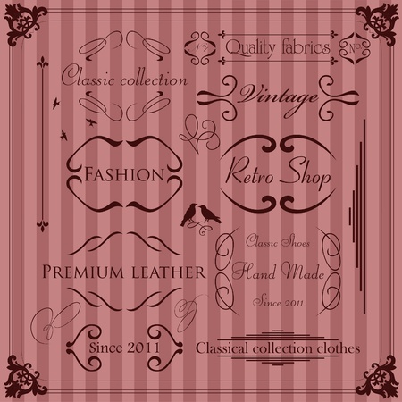Vintage clothing labels and elements illustration collectionのイラスト素材