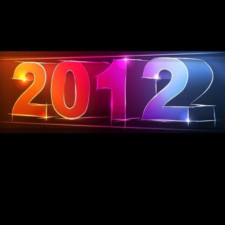 New Year 2012 card made of neon lights shining in the dark background vectorのイラスト素材
