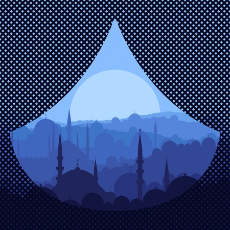 Vintage Arabic city landscape background illustrationのイラスト素材
