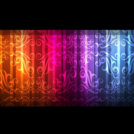 Neon abstract lines design on dark background vectorのイラスト素材