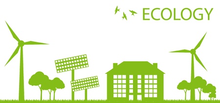 Wind alternative energy generator green vector backgroundのイラスト素材