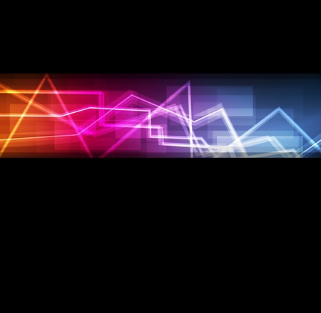 Neon abstract lines design on dark background vectorのイラスト素材