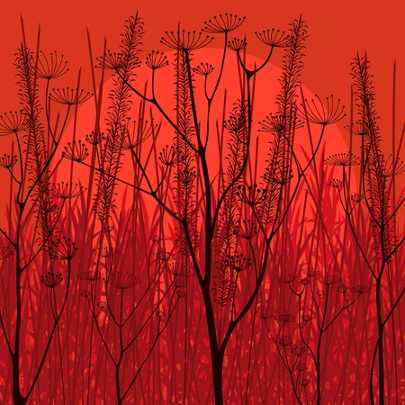 Romantic countryside landscape background illustrationのイラスト素材