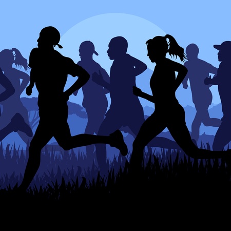 Marathon runners vector backgroundのイラスト素材