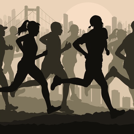 Marathon runners vector backgroundのイラスト素材