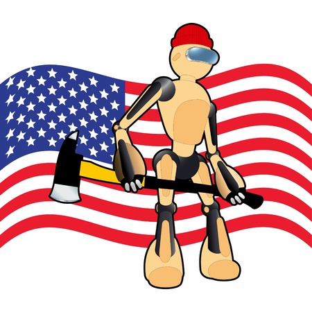 American woodcutter robot background illustrationのイラスト素材