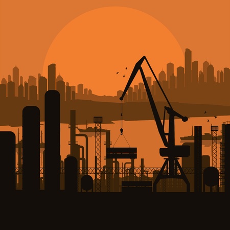 Industrial factory landscape background illustrationのイラスト素材