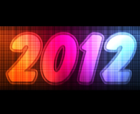 New Year 2012 card made of neon lights shining in the dark background vectorのイラスト素材