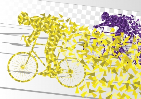 Sport road bike riders bicycle silhouettes in urban city road background illustration vectorのイラスト素材