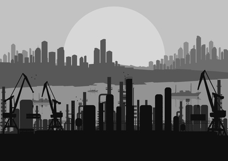 Industrial factory landscape skyline background illustration vectorのイラスト素材