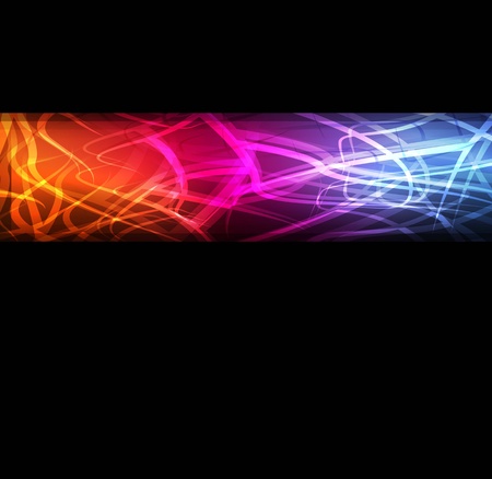 Neon abstract lines design on dark background のイラスト素材