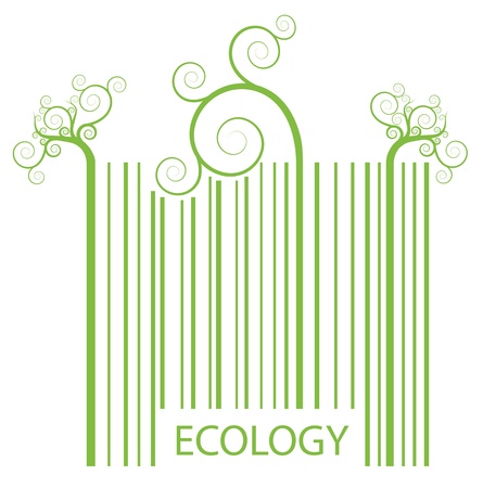 Organic ecology barcode made of green plant sproutsのイラスト素材