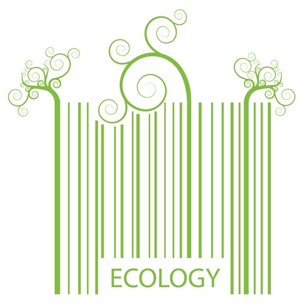 Ilustración de Organic ecology barcode made of green plant sprouts - Imagen libre de derechos