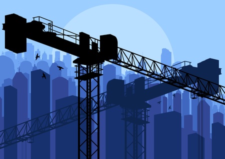 Industrial factory and crane landscape skyline background illustration vectorのイラスト素材