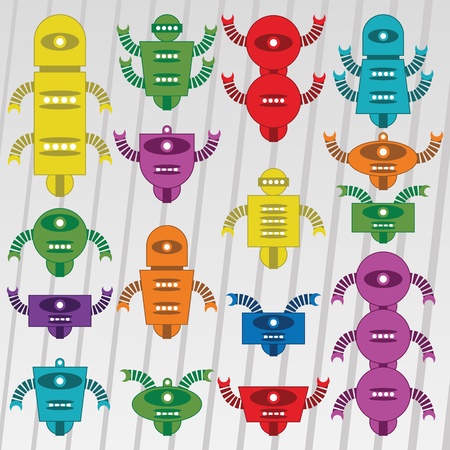 Set of funny cartoons vector robot designのイラスト素材