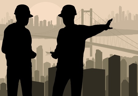 Engineer watching building process in city vector backgroundのイラスト素材