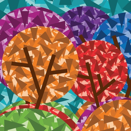 Colorful tree silhouettes illustration collection background vectorのイラスト素材