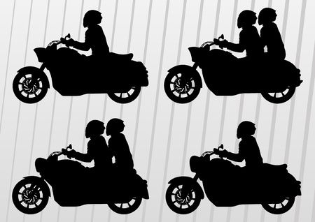 Motorcycles silhouettes illustration collection background vectorのイラスト素材