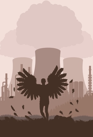 Death angle in front atomic power plant backgroundのイラスト素材