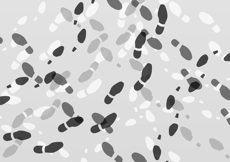 Man and woman shoe footprints in winter snow background illustration vectorのイラスト素材