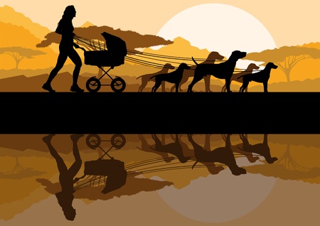 Running with dog のイラスト素材