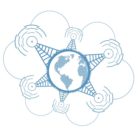 Worldwide signal connections network concept vector backgroundのイラスト素材