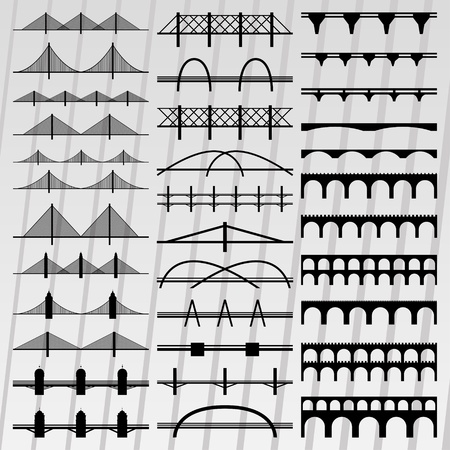 Bridge silhouettes illustration collection background vectorのイラスト素材