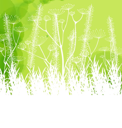 Green abstract light background with white grassのイラスト素材