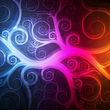 Neon abstract lines design on dark background のイラスト素材