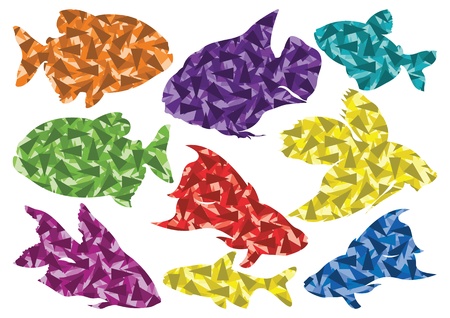 Colorful fishes illustration collection background vectorのイラスト素材