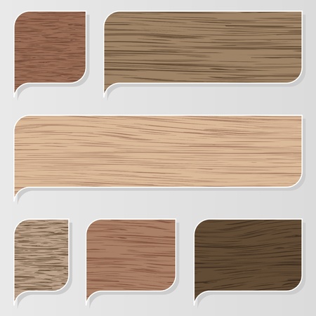 Natural wood texture speech bubbles and balloons illustration collection background vectorのイラスト素材