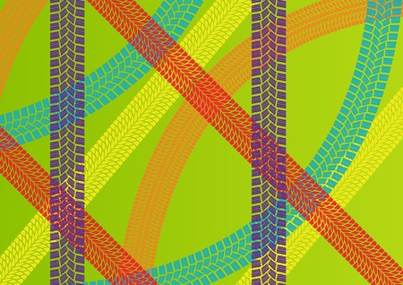 Summer tire tracks colorful pattern illustration collection background vectorのイラスト素材