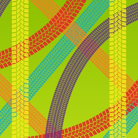 Summer tire tracks colorful pattern illustration collection background vectorのイラスト素材
