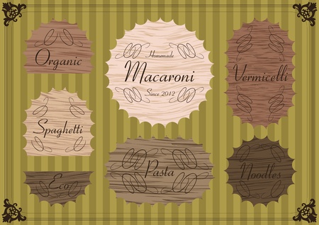 Colorful organic farmers market food labels frames and elements illustration collection background vectorのイラスト素材