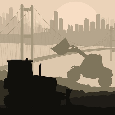 Construction machinery and bulding place vector backgroundのイラスト素材
