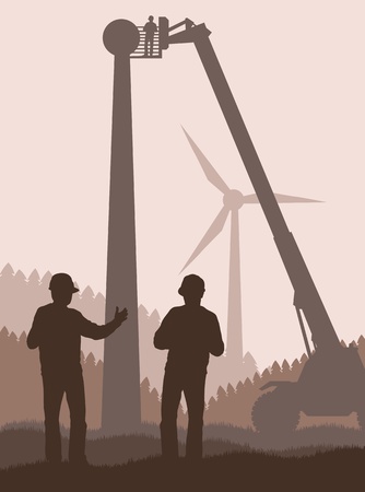 Construction machinery bulding wind park vector backgroundのイラスト素材