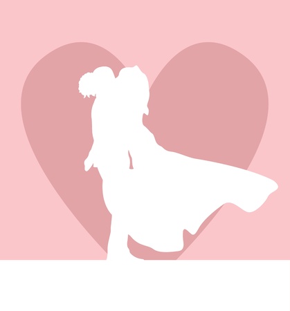 Wedding card with man, women and heart vector backgroundのイラスト素材