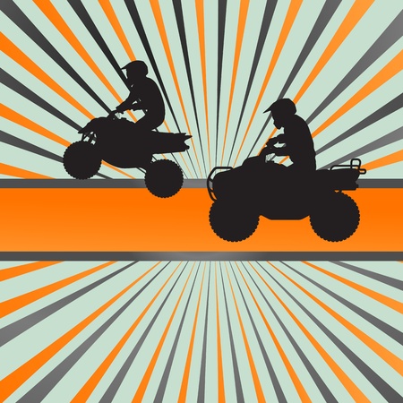 Quad bike silhouette background for posterのイラスト素材
