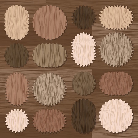 Natural wood texture speech bubbles and balloons illustration collection backgroundのイラスト素材