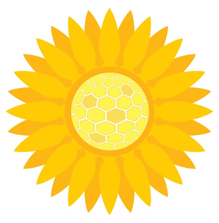 Sunflower with honeycombs background concept for posterのイラスト素材
