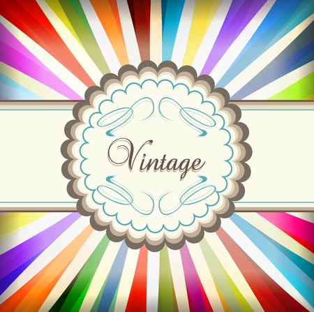 Vintage colorful template with retro sun burst background for posterのイラスト素材