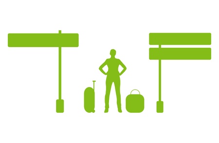 Vector directional signposts and tourist vector background conceptのイラスト素材