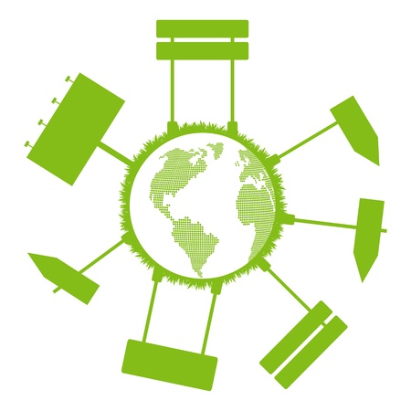 Road signs around the globe tourism concept vector backgroundのイラスト素材