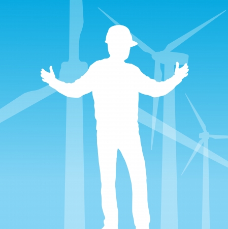 Clean energy concept with wind generators vector backgroundのイラスト素材