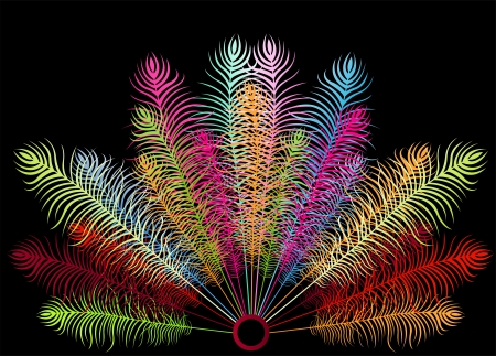 Feathers fan vector on black background for posterのイラスト素材
