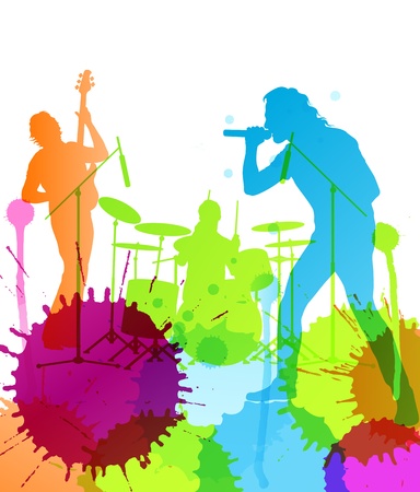 Rock pop band colorful spots and splash vector backgroundのイラスト素材