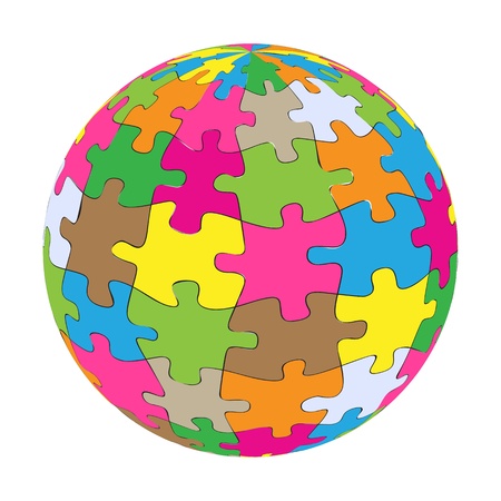 Colorful globe puzzle vector background for posterのイラスト素材